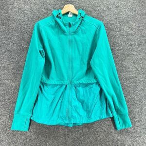 5/$45 Athletic Activewear Track Jacket L Large Blue Full Zip Hooded Long Sleeve